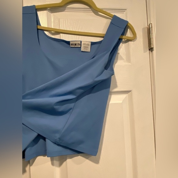 Mixit Size XL Robin Egg Blue Cropped Stretch Square Neck Tank Top - Picture 4 of 8